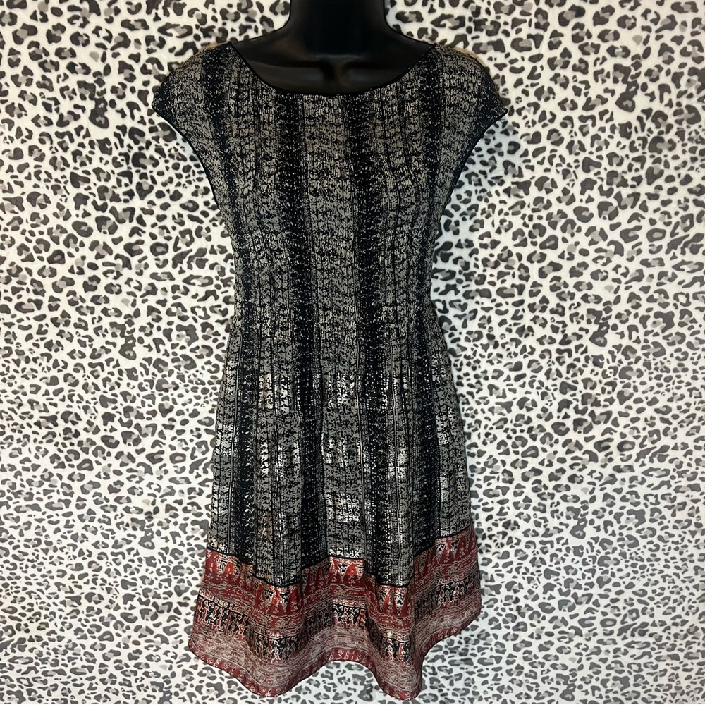 Max Studio Black and Red A-Line Skirt